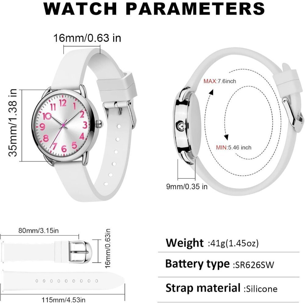 Watch for Women Numeral Dial Easy to Read Silicone Strap Fit for All Wrist Water - Picture 3 of 6